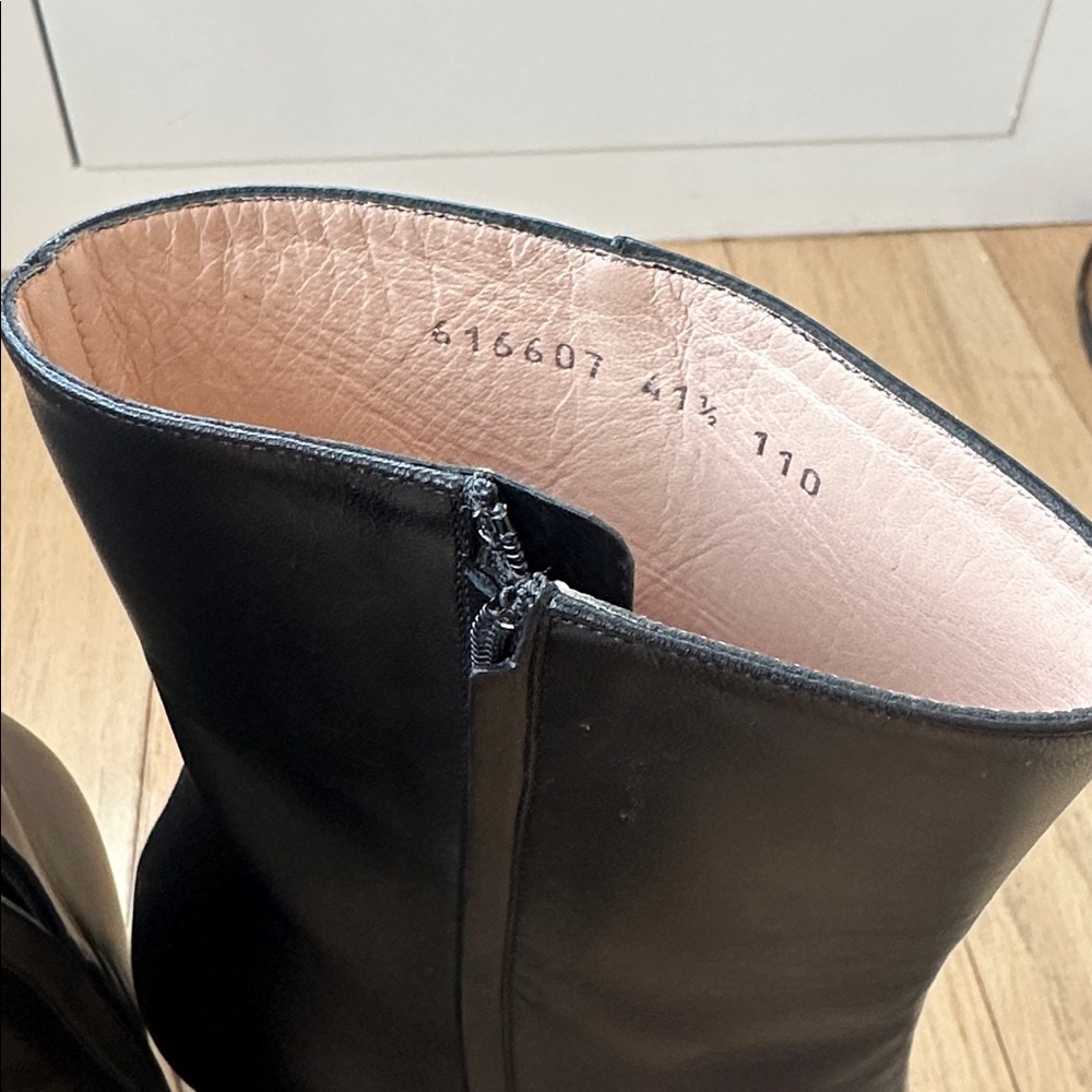 Gucci Black Leather Platform Ankle Boots with Silver Mirror Heel 41.5 - Picture 4 of 11